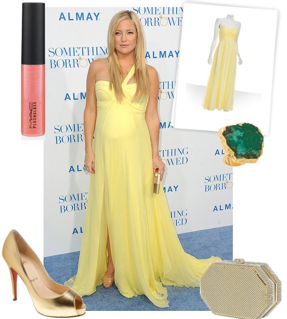 Pictures of Kate Hudson Pregnant in Yellow Versace Dress at Something ...