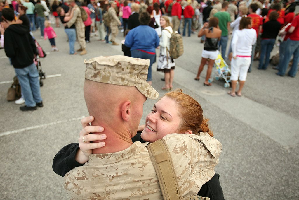 One of 300 Marines is welcomed home to Camp Lejeune, NC, in 2008.
One of 300 Marines is welcomed home to Camp Lejeune, NC, in 2008.