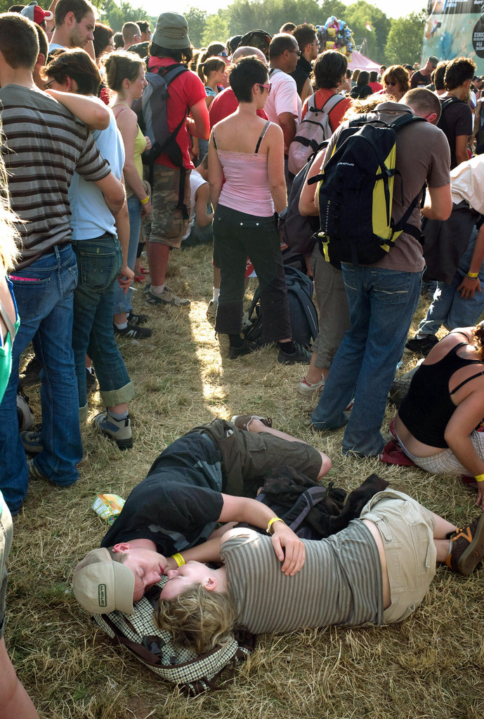 These kissy folks hit the hay (or the grass, rather) during the French rock festival Les Eurockeennes de Belfort in Belfort, eastern France.
These kissy folks hit the hay (or the grass, rather) during the French rock festival Les Eurockeennes de Belfort in Belfort, eastern France.