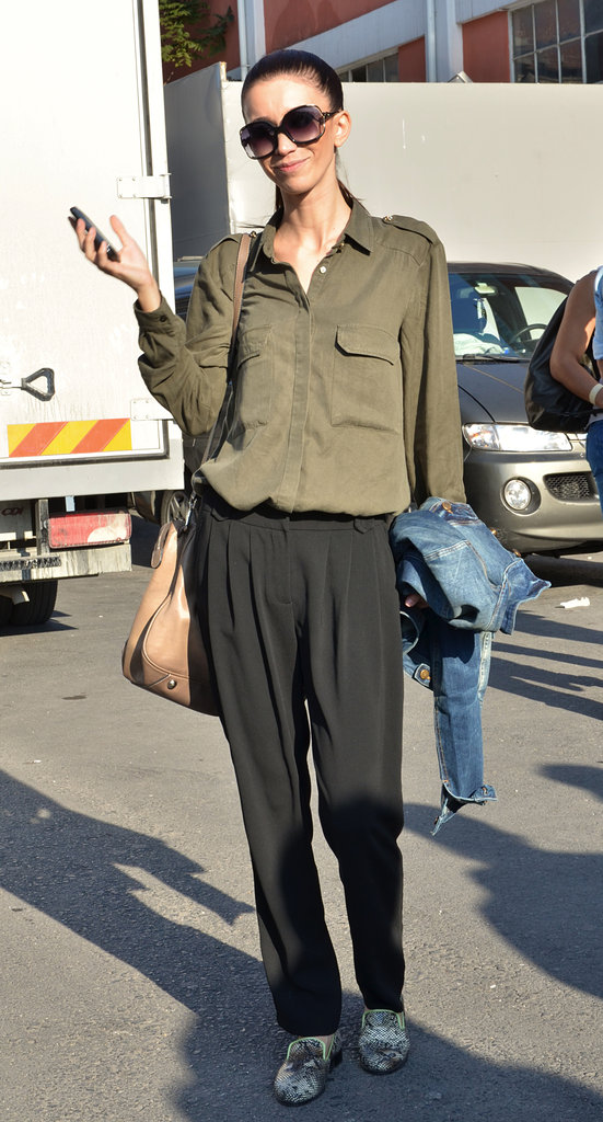 Silky separates have Fall appeal in deep shades of green, then add a pair of cool-girl loafers to complete the look.
Silky separates have Fall appeal in deep shades of green, then add a pair of cool-girl loafers to complete the look.