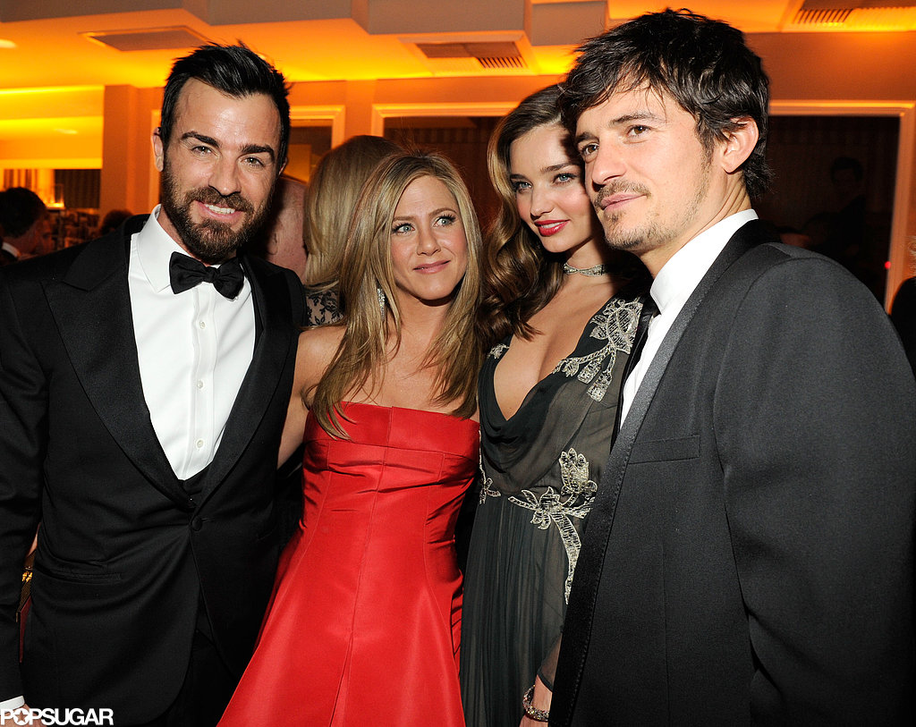 Justin Theroux, Jennifer Aniston, Miranda Kerr, and Orlando Bloom posed for a couples' picture at the Vanity Fair party.
Justin Theroux, Jennifer Aniston, Miranda Kerr, and Orlando Bloom posed for a couples' picture at the Vanity Fair party.