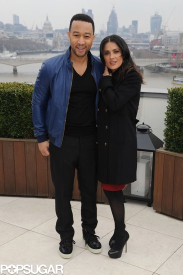 Salma Hayek and John Legend attended a Chime For Change photocall. Salma Hayek and John Legend attended a Chime For Change photocall.