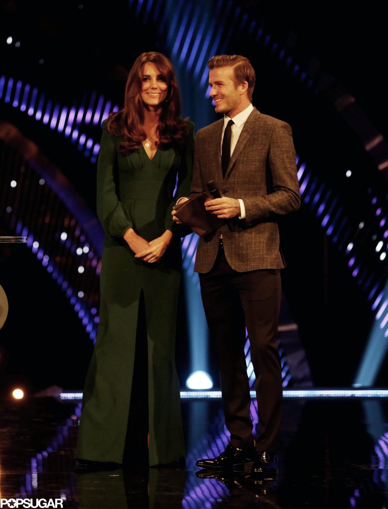 Kate made her first posthospitalization appearance with David Beckham when she presented at the BBC Sports Personality of the Year Awards on December 2012.
Kate made her first posthospitalization appearance with David Beckham when she presented at the BBC Sports Personality of the Year Awards on December 2012.