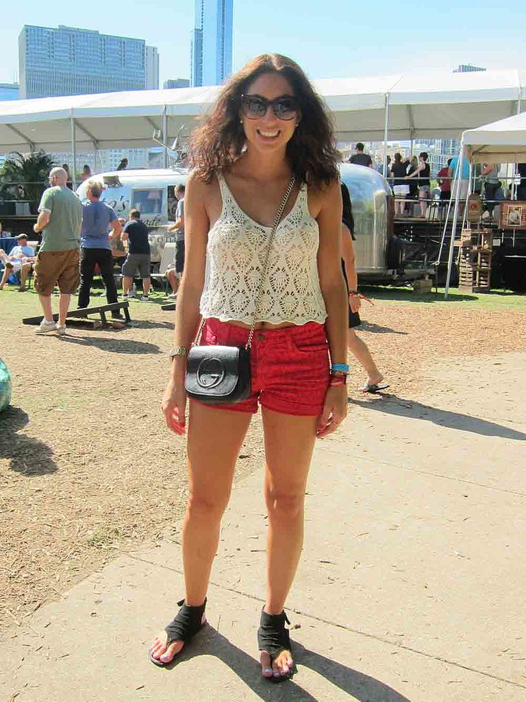 Sarah's new Gucci Soho bag caught our eye immediately, but we loved her whole look, from a breezy crochet tank to red denim shorts.
Sarah's new Gucci Soho bag caught our eye immediately, but we loved her whole look, from a breezy crochet tank to red denim shorts.