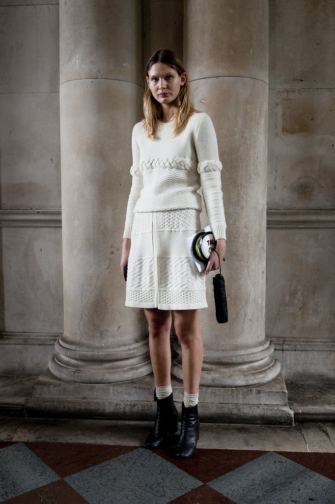 This white-on-white look was all about the texture — and the great accessories.
This white-on-white look was all about the texture — and the great accessories.