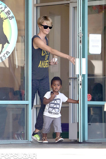 Charlize Theron Hits the Gym With Her Little Gentleman Charlize Theron Hits the Gym With Her Little Gentleman
