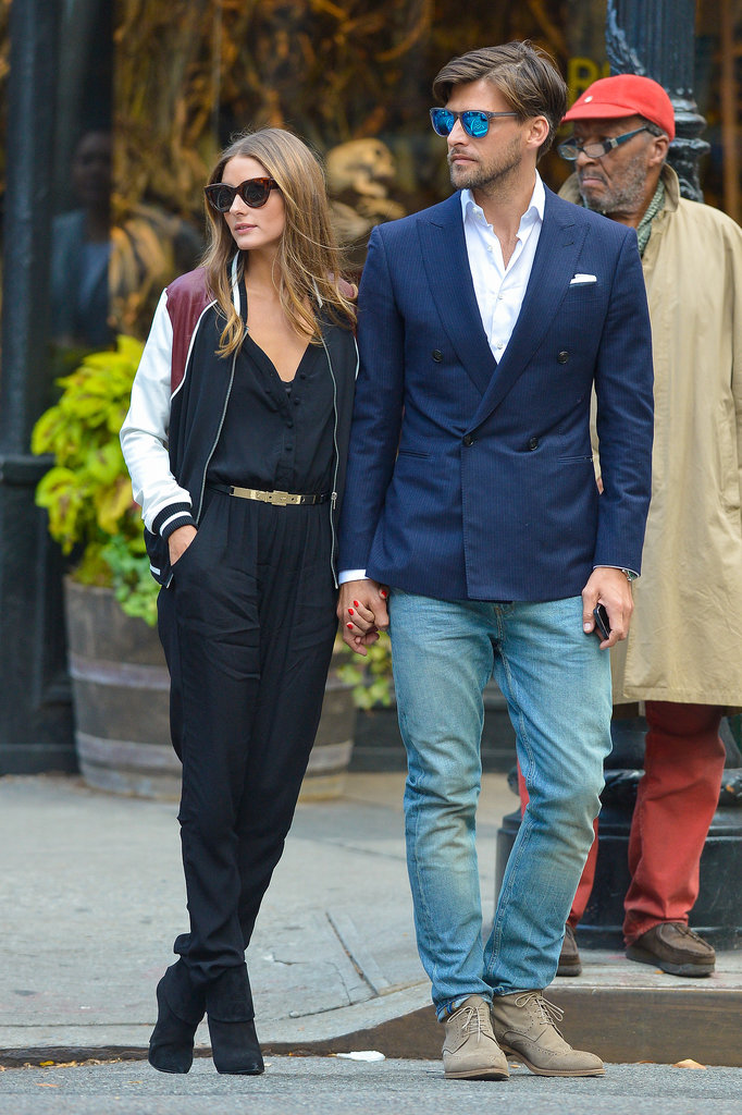 While hanging with Johannes Huebl in November, Olivia outfitted a chic jumpsuit with a sporty varsity jacket.
While hanging with Johannes Huebl in November, Olivia outfitted a chic jumpsuit with a sporty varsity jacket.