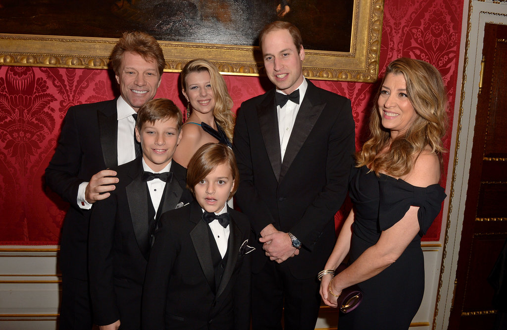 Prince William posed for photographs with Jon Bon Jovi and his family at a gala at Kensington Palace in November 2013.
Prince William posed for photographs with Jon Bon Jovi and his family at a gala at Kensington Palace in November 2013.