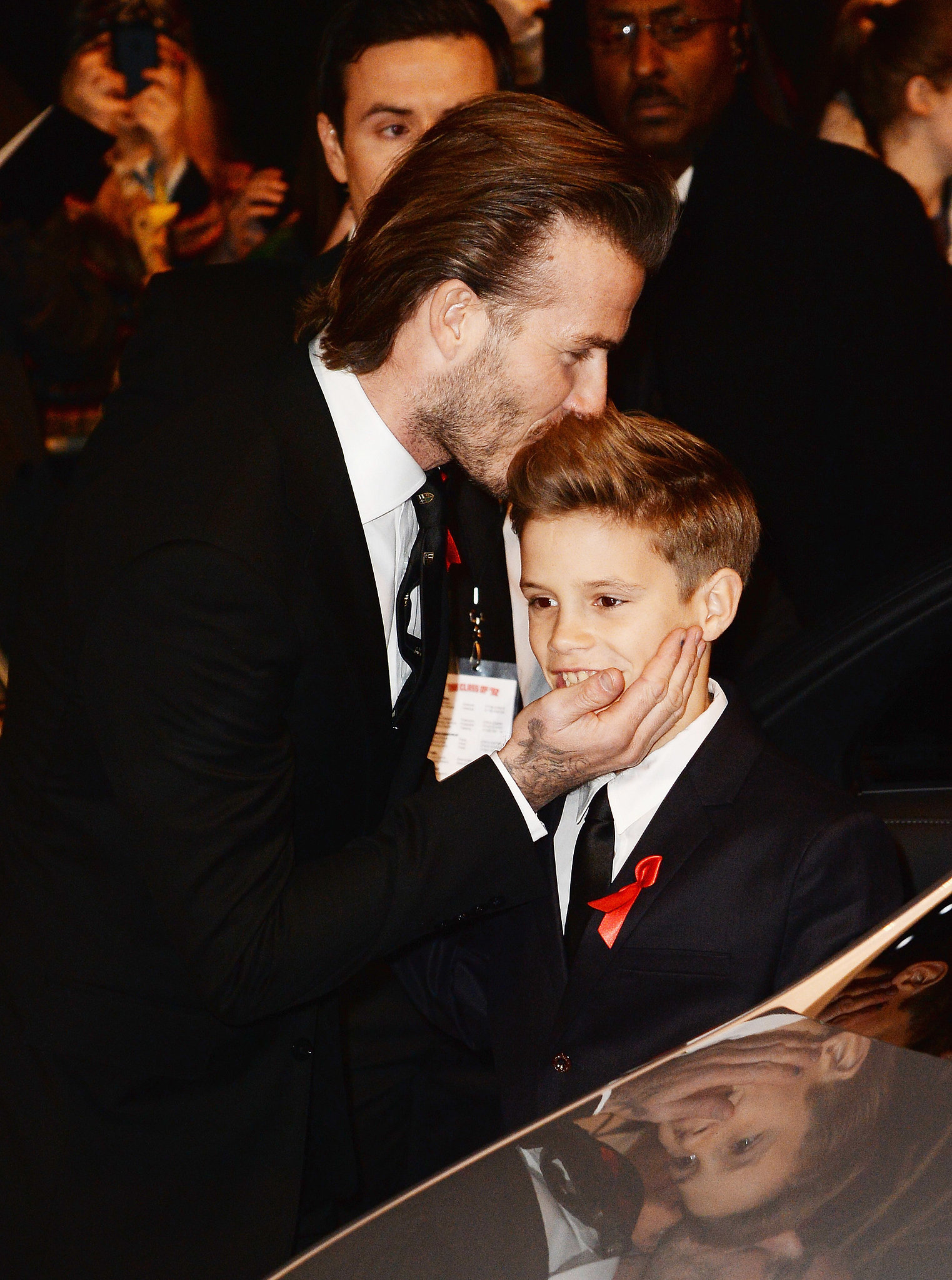 David Beckham Gave His Son Romeo A Sweet Kiss At The World Premiere