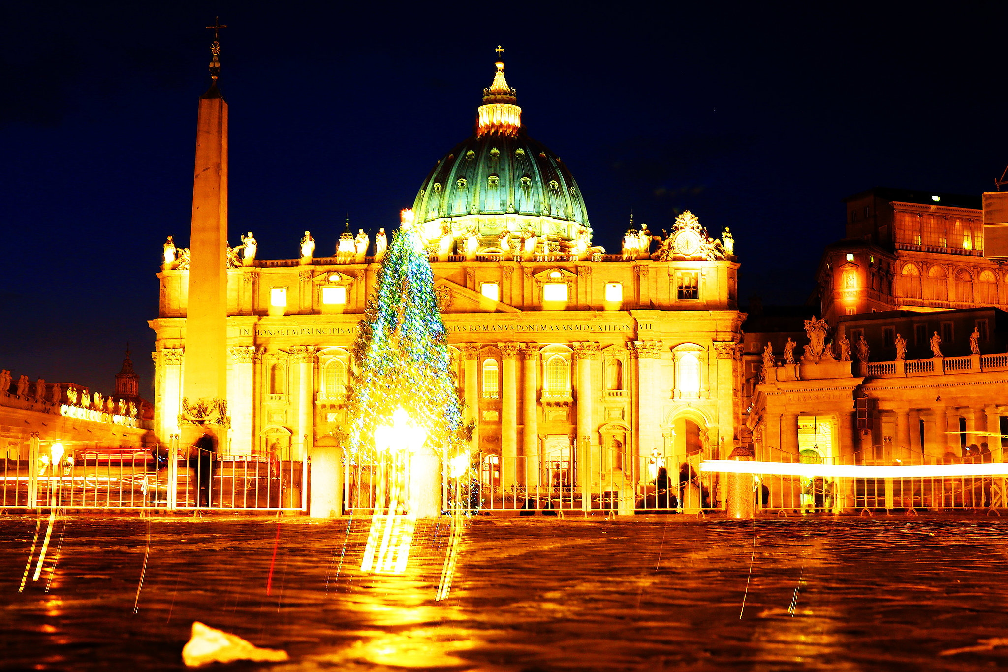 Vatican City was all aglow, with a giant Christmas tree on display in
