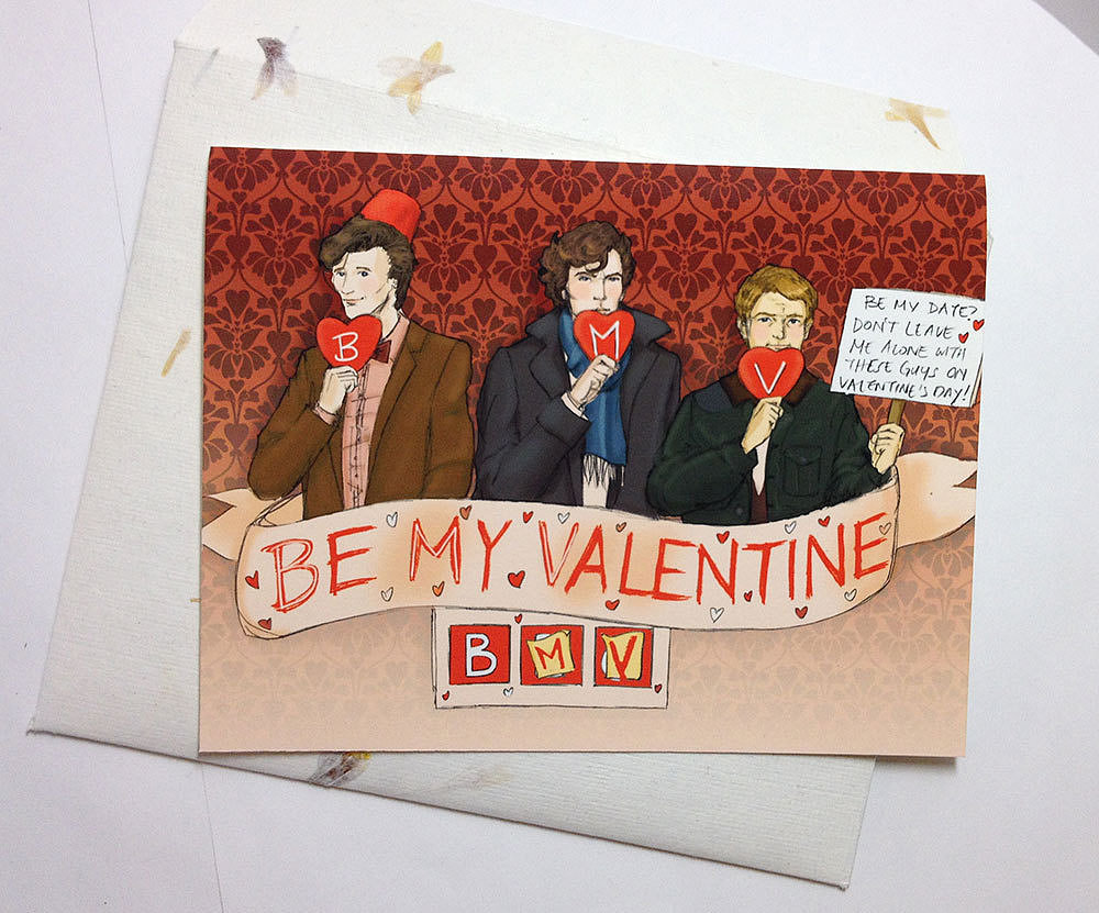 A Valentine proposal ($5-$6) from Sherlock and Doctor Who? Now we're talkin'.
A Valentine proposal ($5-$6) from Sherlock and Doctor Who? Now we're talkin'.