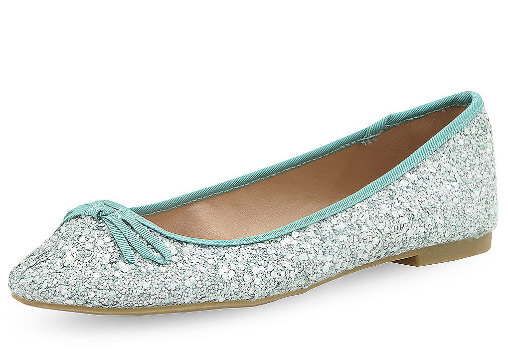 green sparkly flats