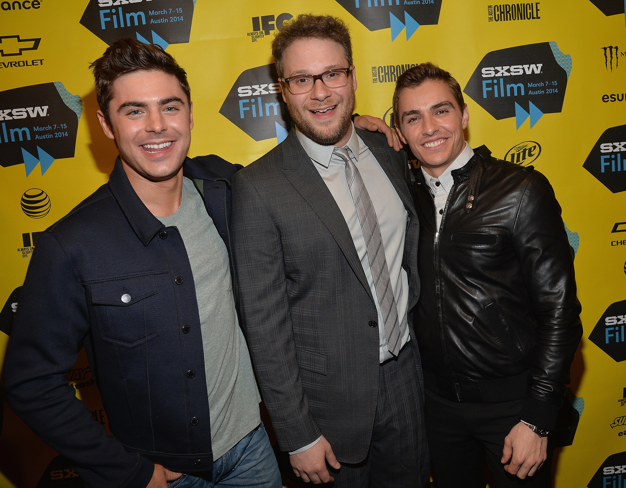 Zac Efron, Seth Rogen, and Dave Franco were all smiles on Saturday