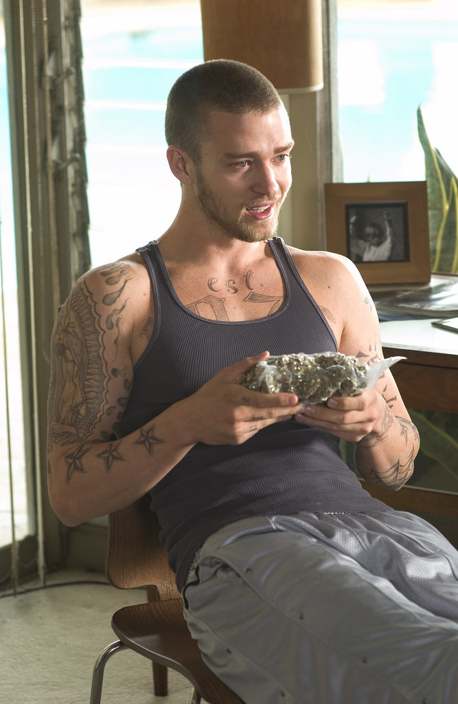 When he was all tatted up for Alpha Dog. When he was all tatted up for Alpha Dog.