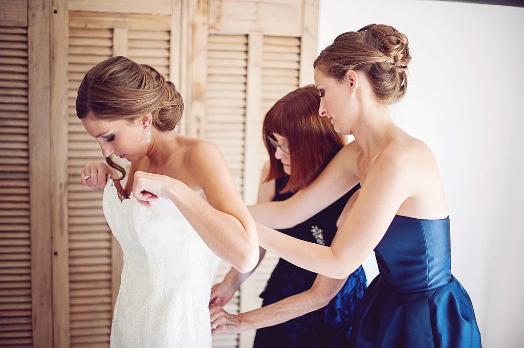 putting together a wedding dress