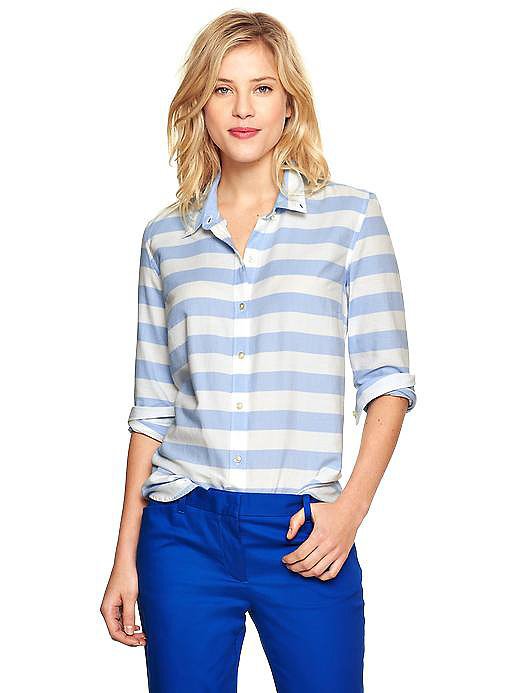 Kate Middleton N Gap Thick Blue White Stripe Oxford Shirt - Kate Middleton N