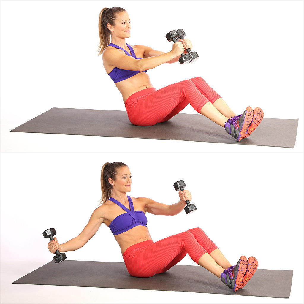 Circuit Three: V-Sit With Single Arm Chest Fly Circuit Three: V-Sit With Single Arm Chest Fly