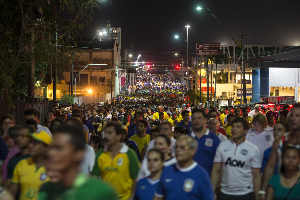 The streets of Manaus, Brazil, were packed with fans as they left the game between England and Italy.
The streets of Manaus, Brazil, were packed with fans as they left the game between England and Italy.