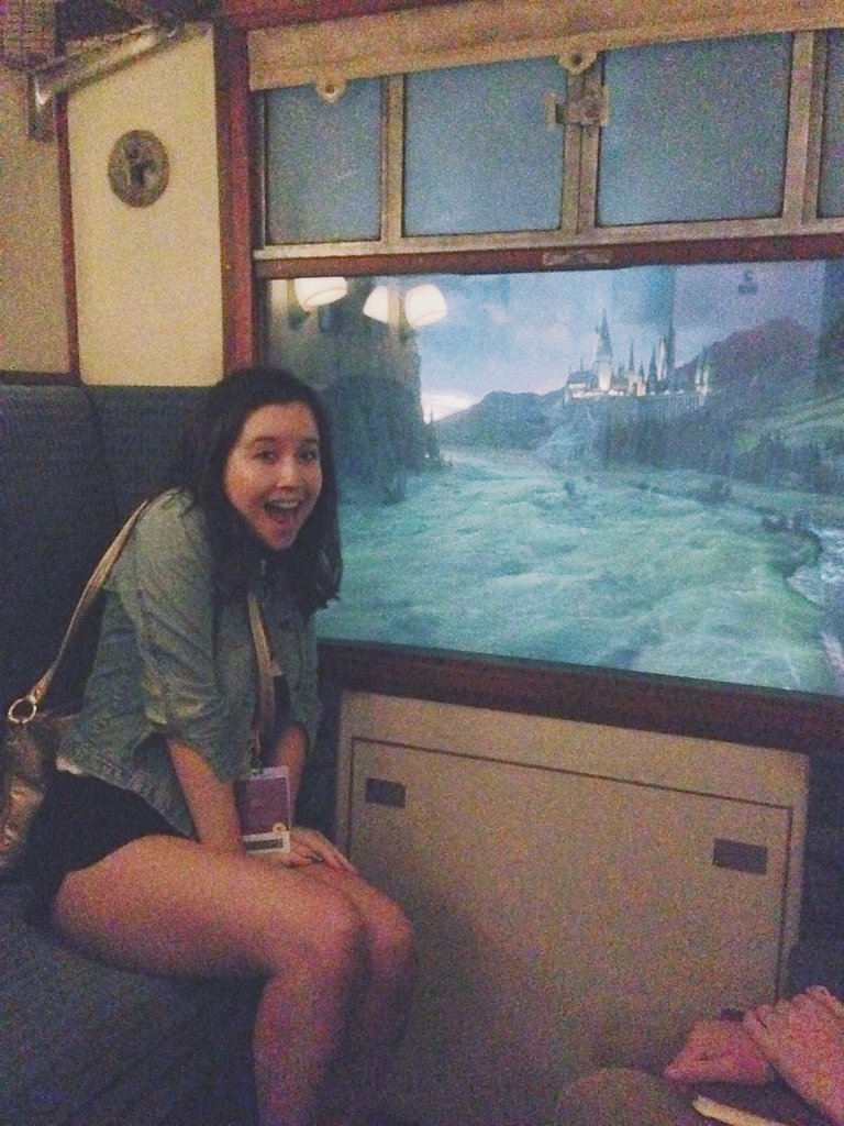 They even shipped in the actual fabric used for the movie for the seating on the train. As you take the train, you see a screen where the window is that shows London to Hogwarts one direction, then a totally different video from Hogwarts to London the other way.
They even shipped in the actual fabric used for the movie for the seating on the train. As you take the train, you see a screen where the window is that shows London to Hogwarts one direction, then a totally different video from Hogwarts to London the other way.