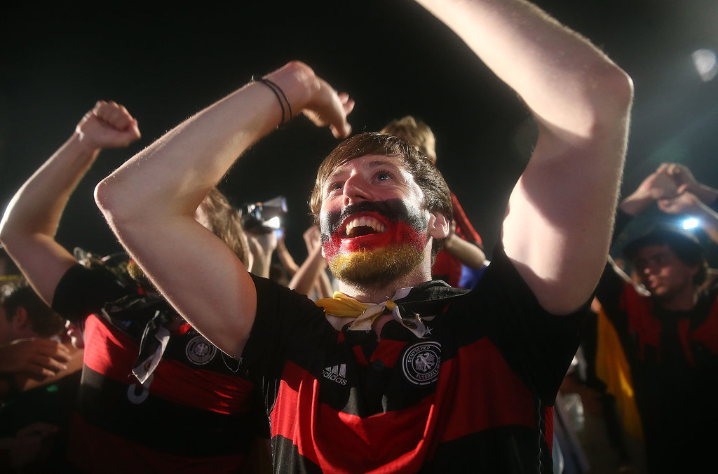 In Brazil, Germany fans gathered to celebrate the team's win over Algeria.
In Brazil, Germany fans gathered to celebrate the team's win over Algeria.