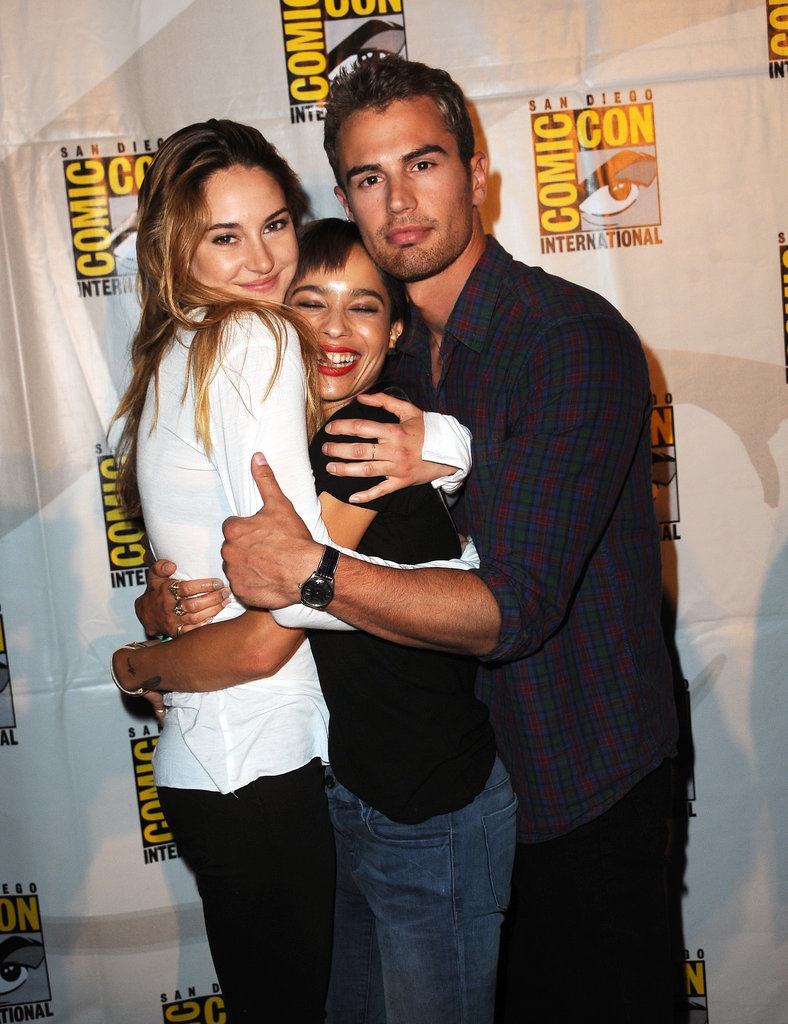 Shailene Woodley and Theo James sandwiched their Divergent costar Zoë Kravitz at the movie's panel in 2013.
Shailene Woodley and Theo James sandwiched their Divergent costar Zoë Kravitz at the movie's panel in 2013.