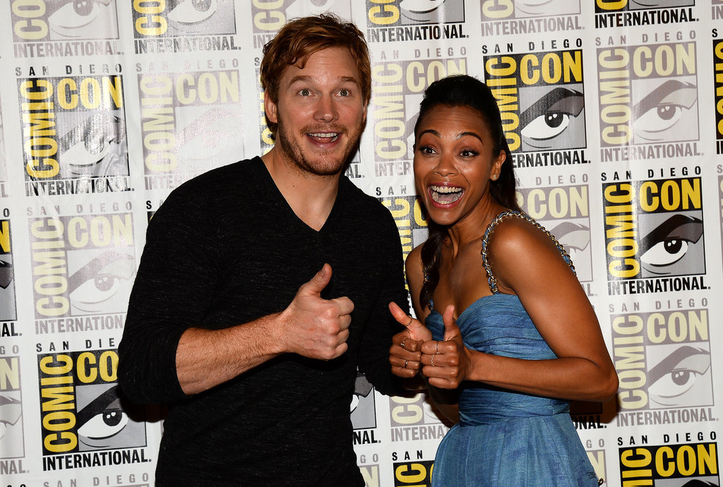 Chris Pratt and Zoe Saldana gave their thumbs-up on the red carpet for the Guardians of the Galaxy event in 2013.
Chris Pratt and Zoe Saldana gave their thumbs-up on the red carpet for the Guardians of the Galaxy event in 2013.