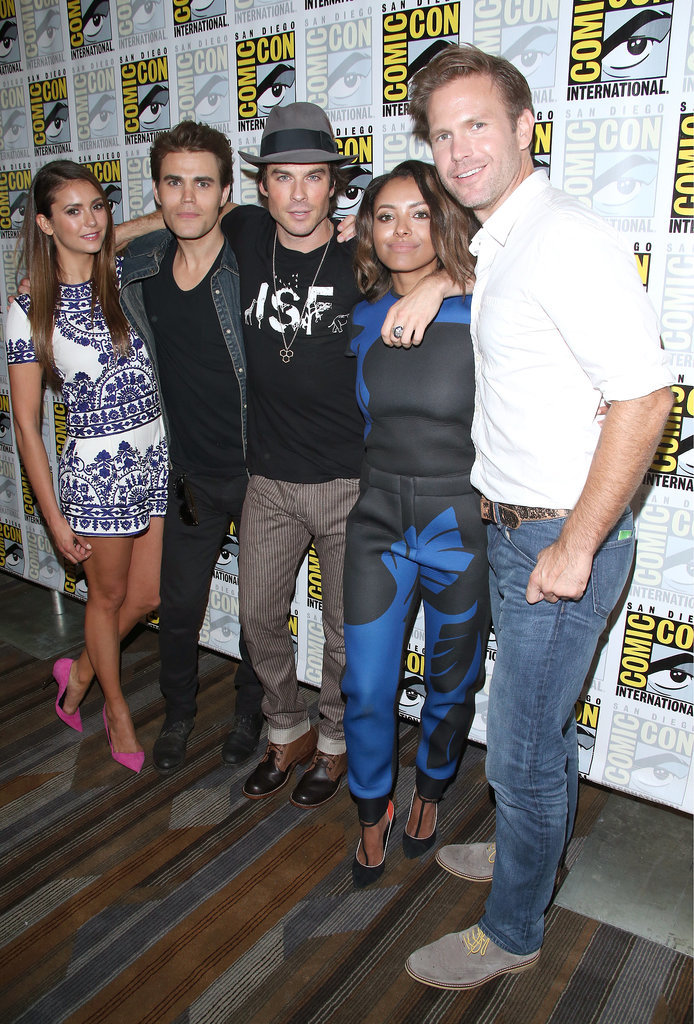 Nina Dobrev, Paul Wesley, Ian Somerhalder, Kat Graham, and Matthew Davis took group pictures at the Vampire Diaries event on Saturday.
Nina Dobrev, Paul Wesley, Ian Somerhalder, Kat Graham, and Matthew Davis took group pictures at the Vampire Diaries event on Saturday.
