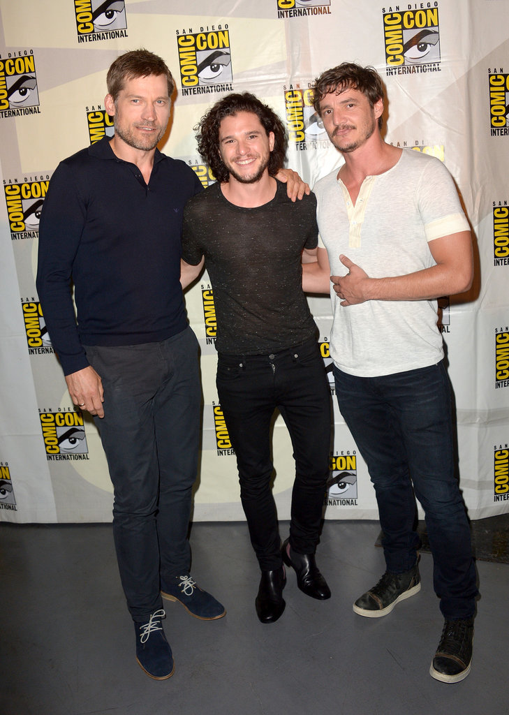 Game of Thrones costars Nikolaj Coster-Waldau, Kit Harington, and Pedro Pascal buddied up on the red carpet at HBO's event for their show on Friday.
Game of Thrones costars Nikolaj Coster-Waldau, Kit Harington, and Pedro Pascal buddied up on the red carpet at HBO's event for their show on Friday.