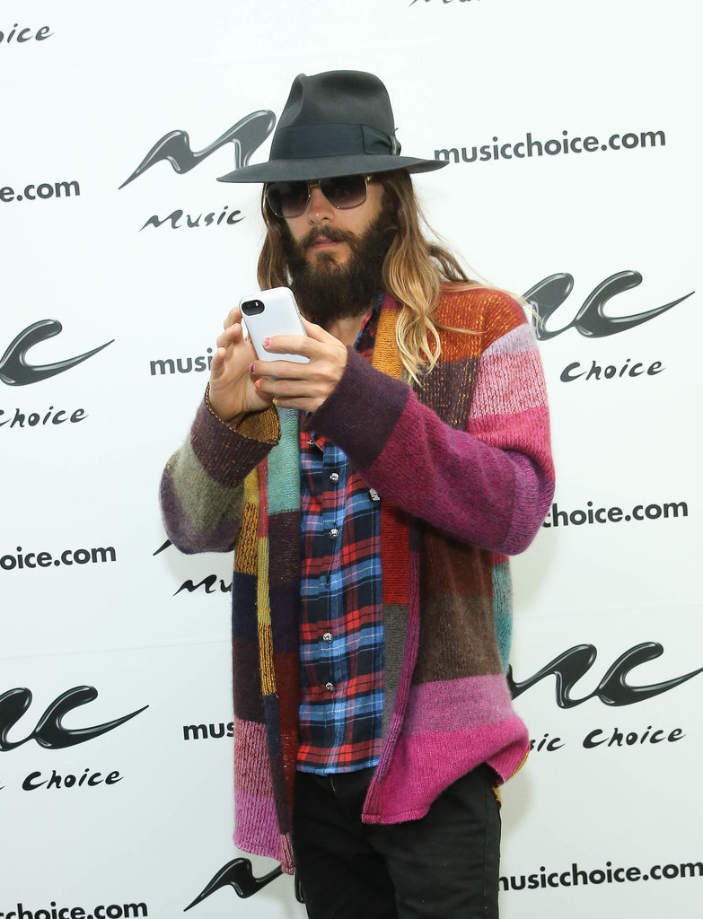 On Monday, Jared Leto picked up his cell during a visit to NYC's Music Choice.
On Monday, Jared Leto picked up his cell during a visit to NYC's Music Choice.