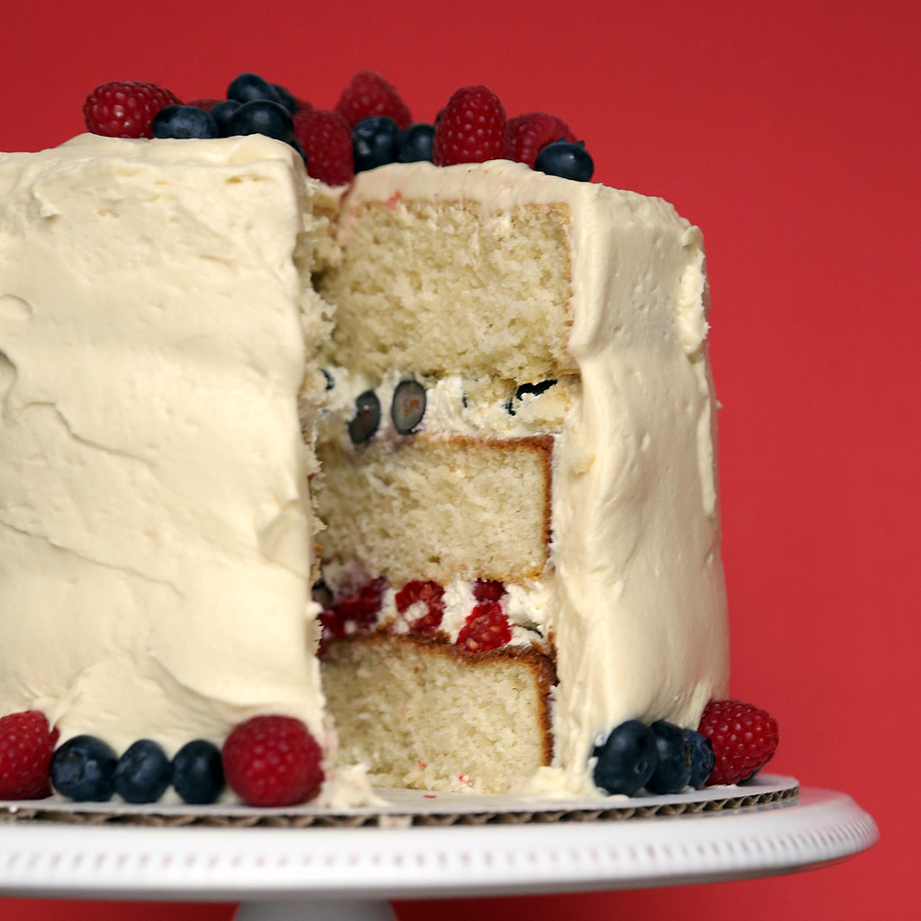 White Cake With Blueberries and Raspberries White Cake With Blueberries and Raspberries