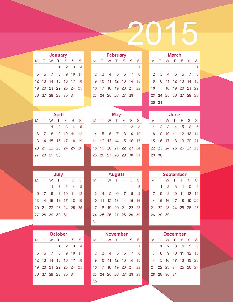 2015 free printable calendar