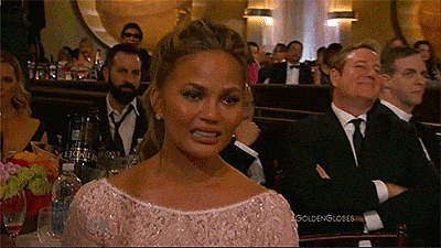 Chrissy Teigen Golden Globes Cry Face GIF Pictures