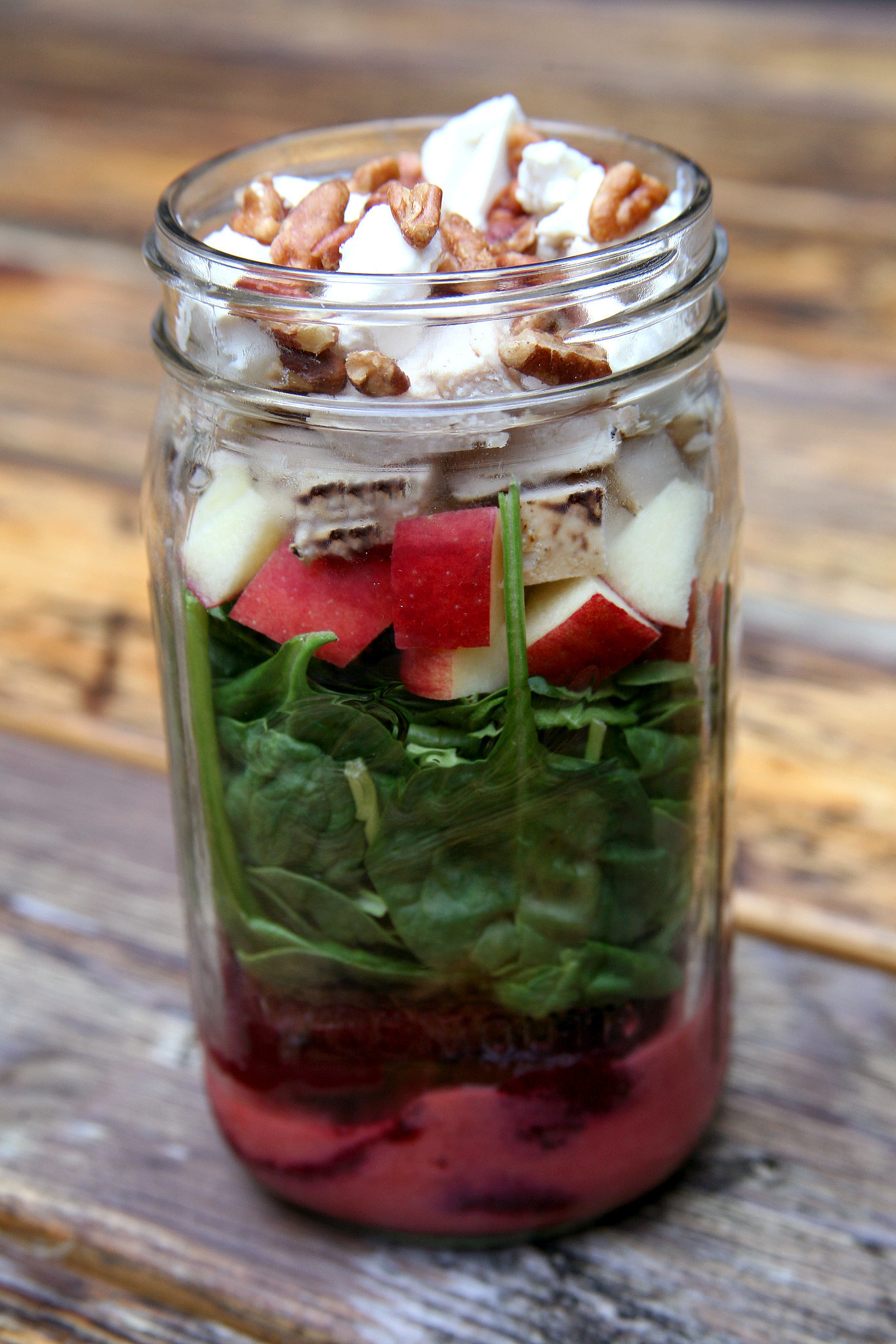 Grilled Chicken Beet Apple And Spinach Salad With