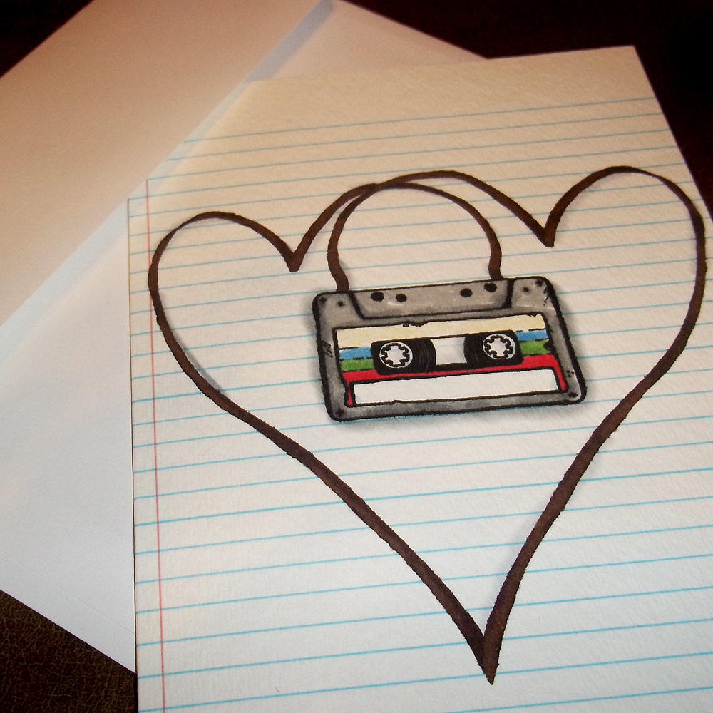 Honor the glory days of the mix tape with this sweet lo-fi card ($5).
Honor the glory days of the mix tape with this sweet lo-fi card ($5).