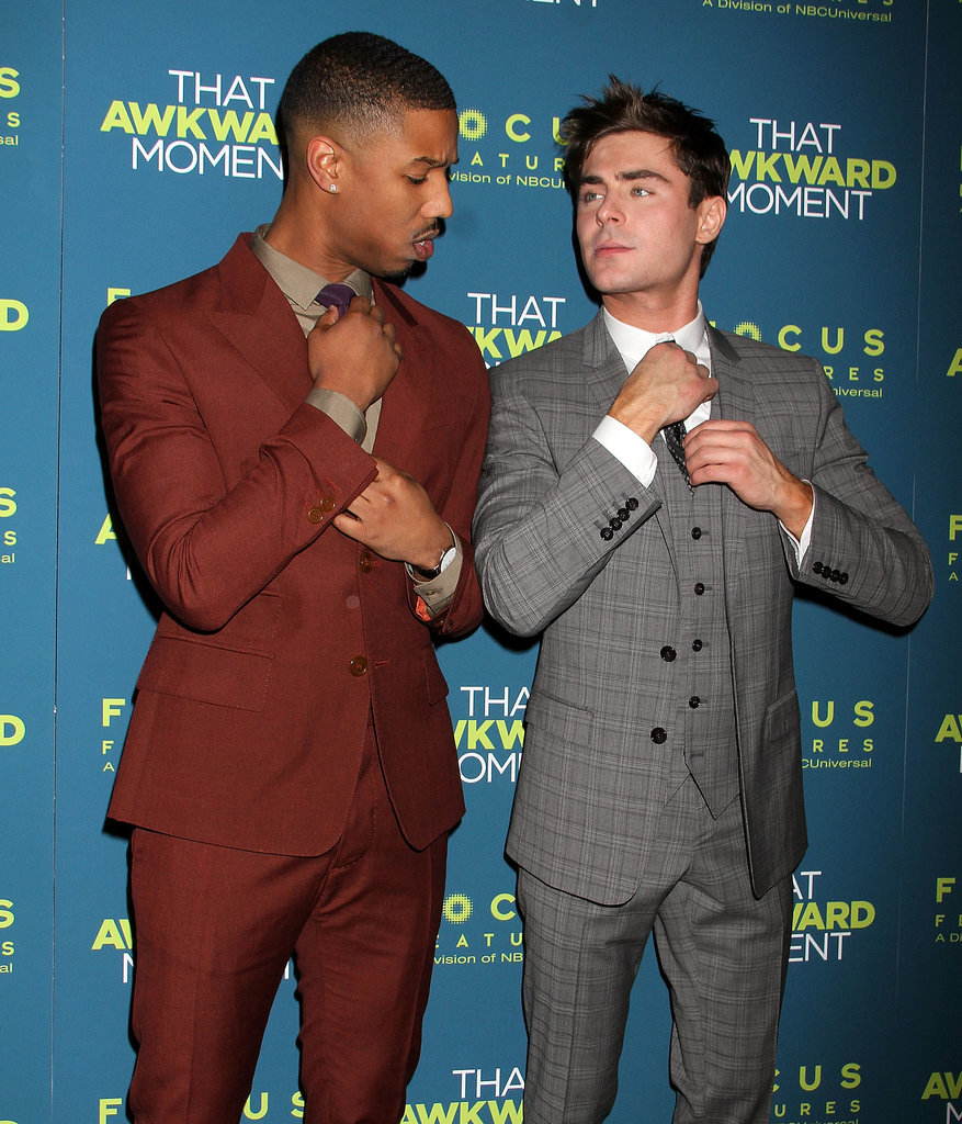 He and Zac Efron straightened their ties at the NYC screening of That