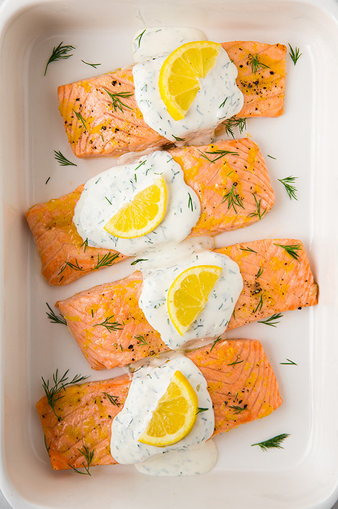 Baked Lemon Salmon With Creamy Dill Sauce Baked Lemon Salmon With Creamy Dill Sauce