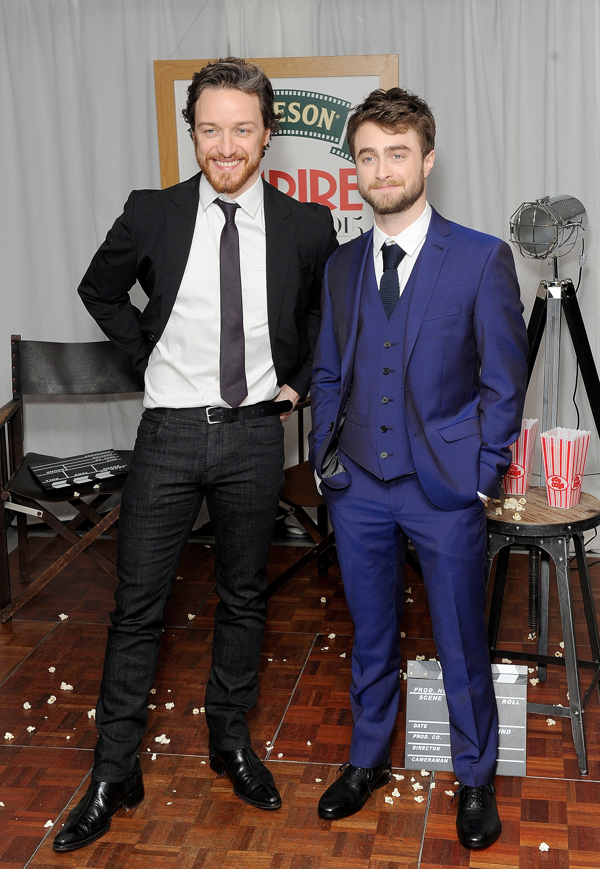 James McAvoy and Daniel Radcliffe mucked around backstage at the 42