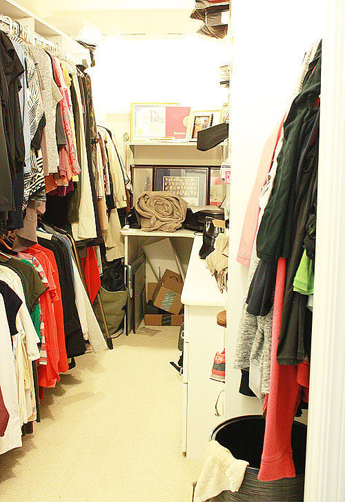 Here is a picture of my closet before the Dallas clean out. Sure, it wasn't super messy or ridiculously overcrowded, but over half of the contents didn't fit my current life. 