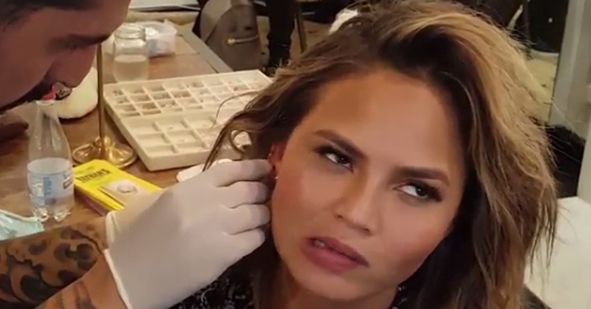 John Legend Sings as Chrissy Teigen Gets Her Ears Pierced POPSUGAR