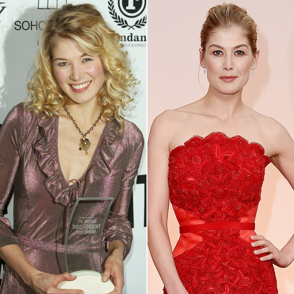 Rosamund Pike in 2005 and 2015