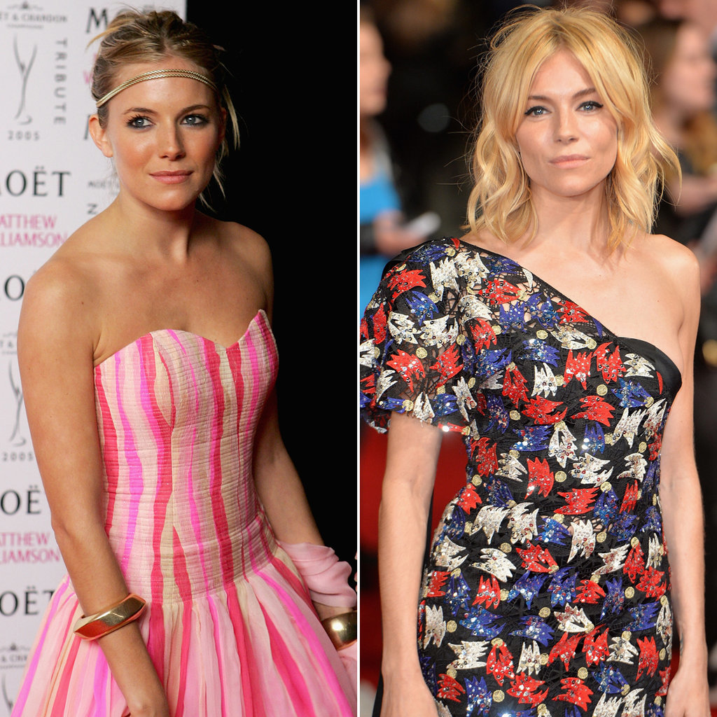 Sienna Miller in 2005 and 2015