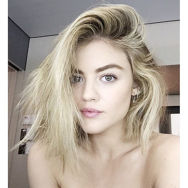 Lucy Hale With Platinum Blond Hair Winter 2016 POPSUGAR Beauty