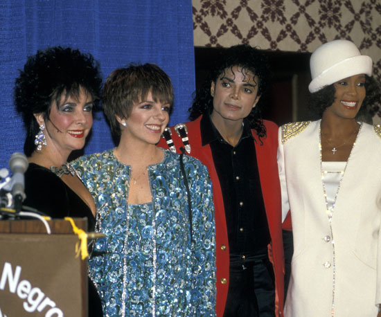 Elizabeth Taylor, Liza Minnelli, Michael Jackson, Whitney Houston — need we say more? The foursome was seen here in 1988.
Elizabeth Taylor, Liza Minnelli, Michael Jackson, Whitney Houston — need we say more? The foursome was seen here in 1988.