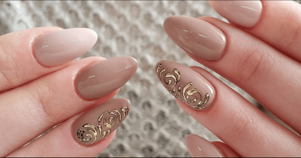 2. Nude Nails with Geometric Design - wide 3