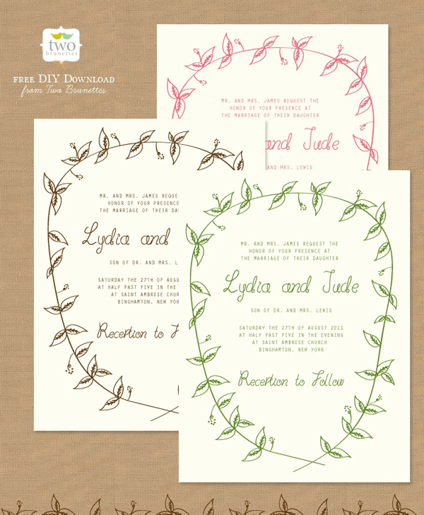 Free printable wedding invitation templates diy