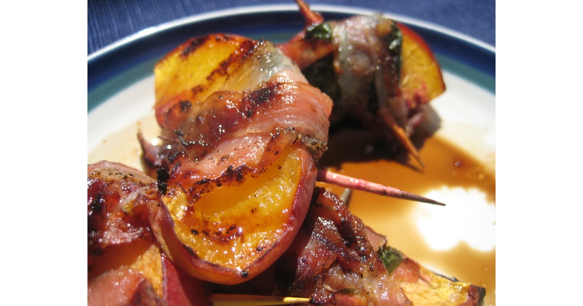 Perfect Summer Appetizer PancettaWrapped Peaches POPSUGAR Food