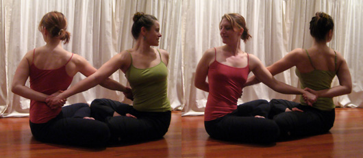Partner Yoga Pose Seated Facing Twist Popsugar Fitness
