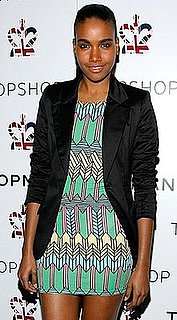 Model Arlenis Sosa at Topshop New York's Preparty in a Bright Colored Aztec Techno Print Dress and Black Blazer Model Arlenis Sosa at Topshop New York's Preparty in a Bright Colored Aztec Techno Print Dress and Black Blazer