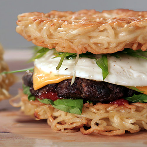 video recipe ramen burger POPSUGAR Food  Recipe Ramen Burger Video