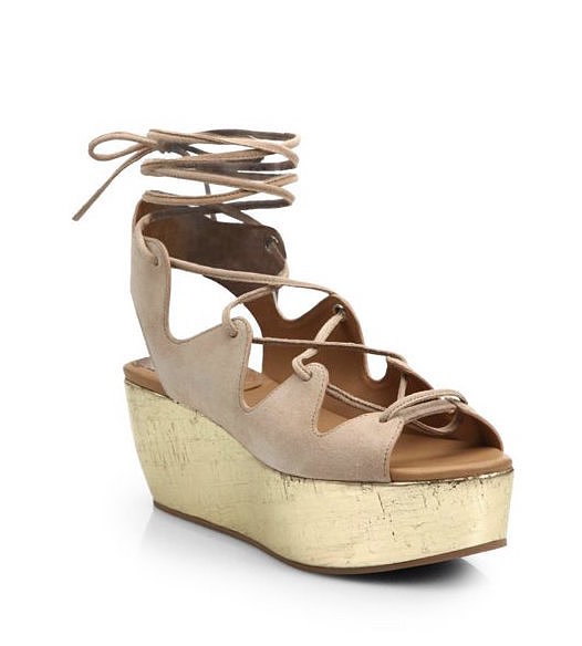 See by Chloé Lace-Up Metallic Leather and Suede Platform Sandals | The ...